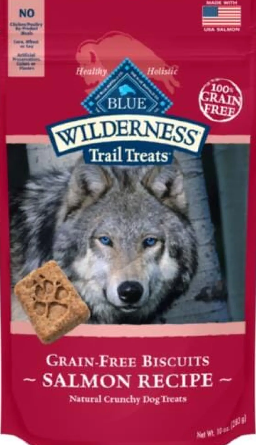 Blue Buffalo Wilderness Trail Treats High-Protein Grain-Free Salmon Crunchy Dog Biscuits - 10 Oz