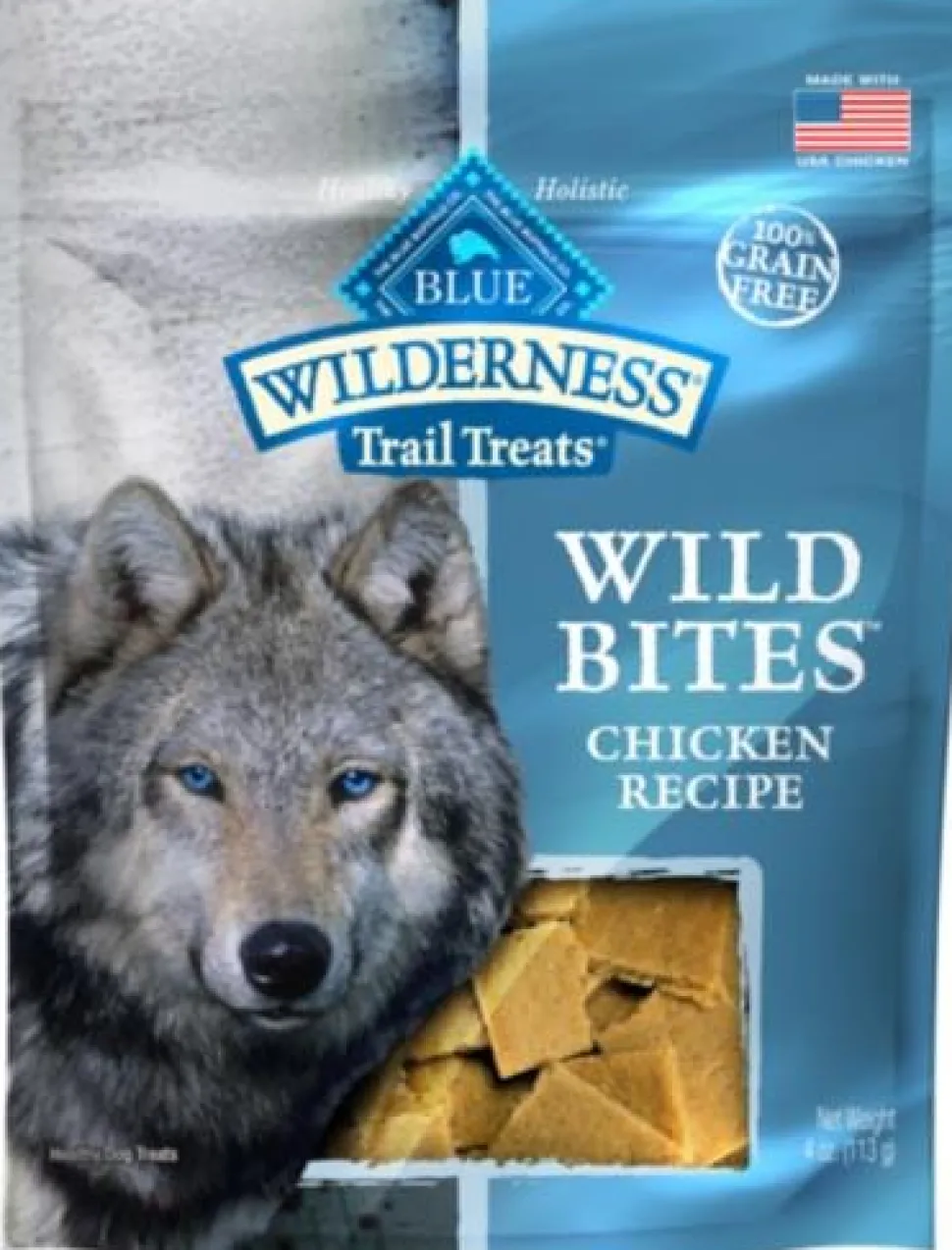 Blue Buffalo Wilderness Trail Treats Wild Bites High-Protein Grain-Free Chicken Soft and Chewy Dog Treats - 4 Oz