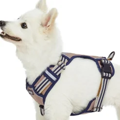 Blueberry Pet Soft and Comfy 3M Reflective Multi-Colored Stripe Mesh Padded No Pull Dog Harness Vest Olive and Blue-Gray