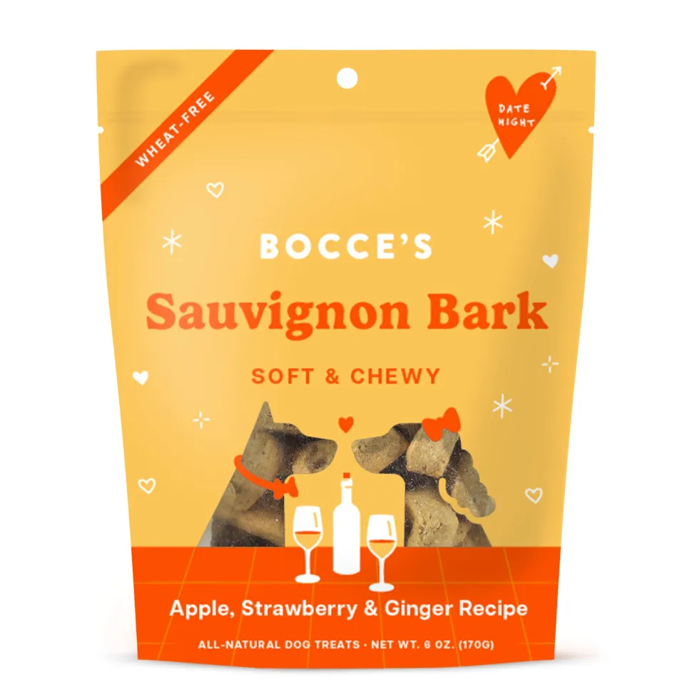 Bocce's Bakery Made in USA Sauvignon Bark Apple Strawberry and Ginger Soft and Chewy Dog Treats - 6 Oz