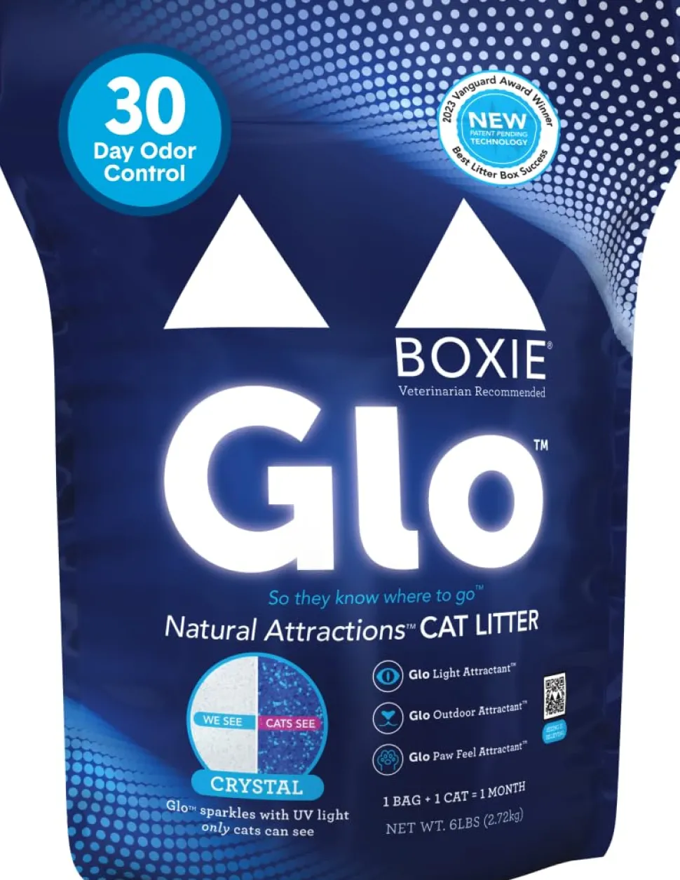 Boxiecat Glo Natural Attractions Dust-Free Odor Control Scented Non-Clumping Crystal Cat Litter - 6 Lbs