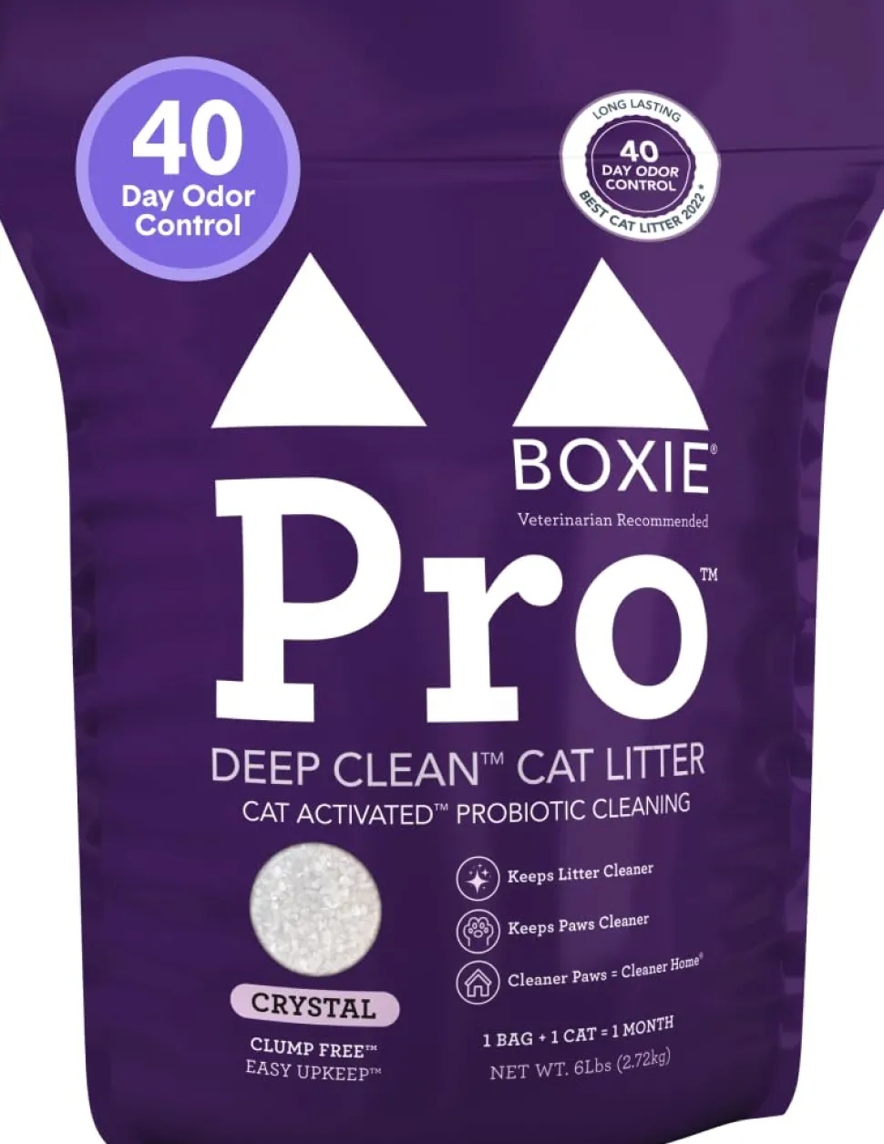 Boxiecat Pro Probiotic Deep Cleaning Dust-Free Odor Control Non-Clumping Crystal Cat Litter - 6 Lbs