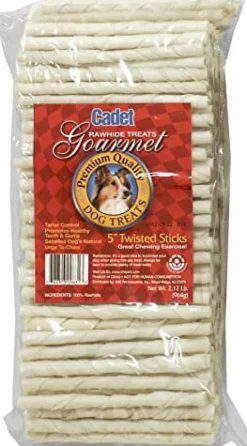 Cadet Gourmet Twisted Rawhide Sticks Natural Dog Chews - Natural - 5 In - 2.12 Lbs