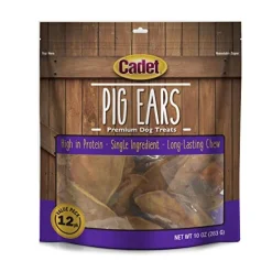 Cadet Oven Roasted Pig Ears Value Pack Natural Dog Chews - 12 Pack