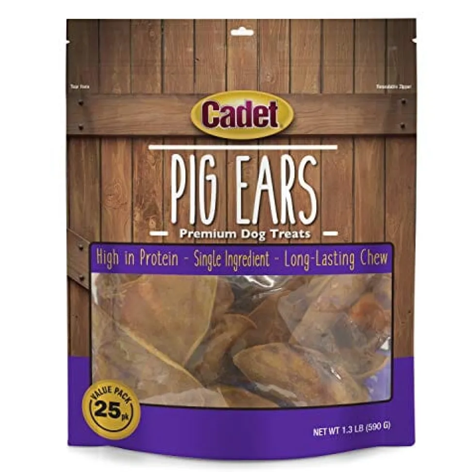 Cadet Oven Roasted Pig Ears Value Pack Natural Dog Chews - 25 Pack