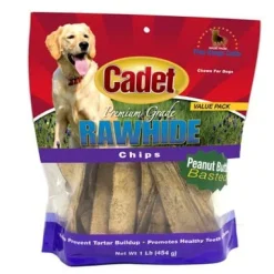 Cadet Premium Grade Rawhide Chips Natural Dog Chews - Peanut Butter - 1 Lb