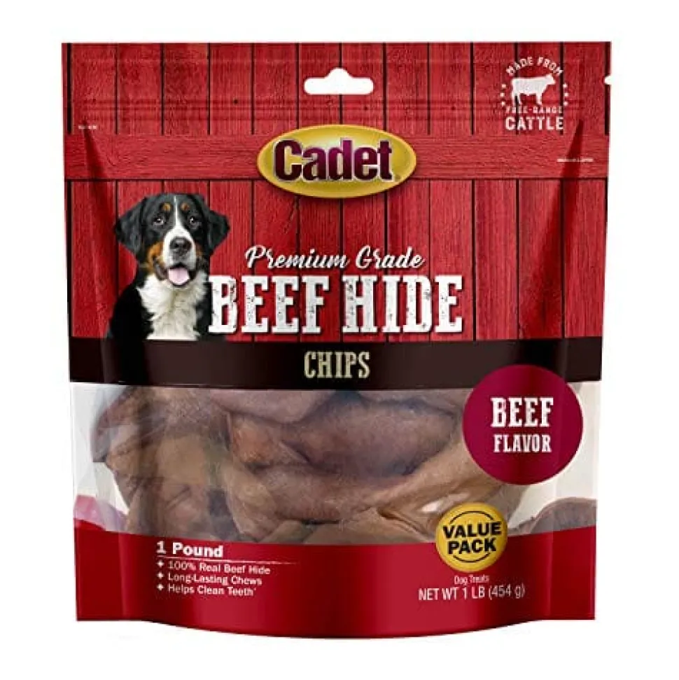 Cadet Premium Grade Rawhide Chips Natural Dog Chews - Beef Basted - 1 Lb