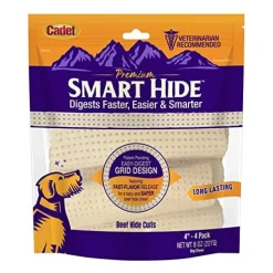 Cadet Premium Smart Hide Curls Natural Dog Chews - Beef - 4 In - 4 Pack