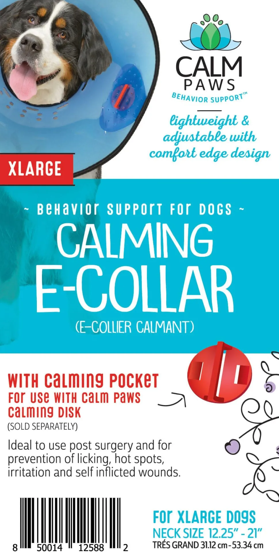 Calm Paws Dog E-Collar - Blue - Extra Large - 12.25 - 21 In