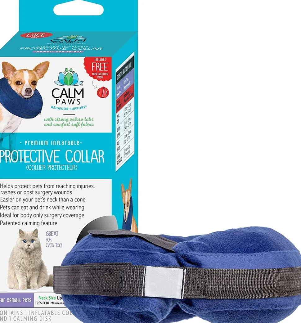 Calm Paws Protective Inflatable Dog Collar with Dog Calming Disk - Extra Small