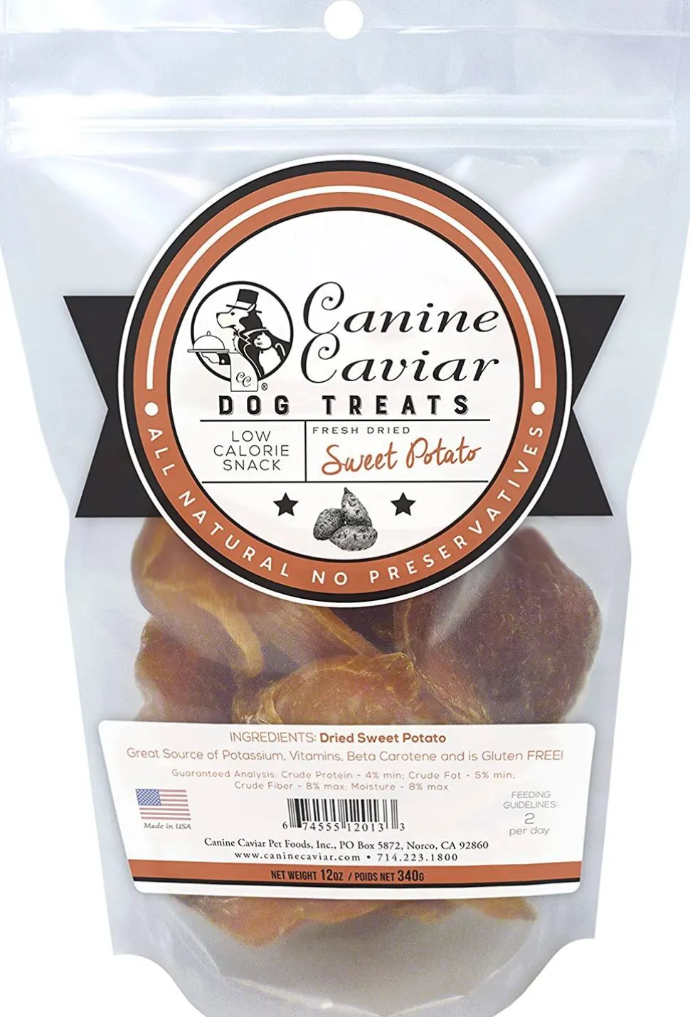 Canine Caviar Dried Sweet Potatoes Dehydrated Dog Treats - 12 oz