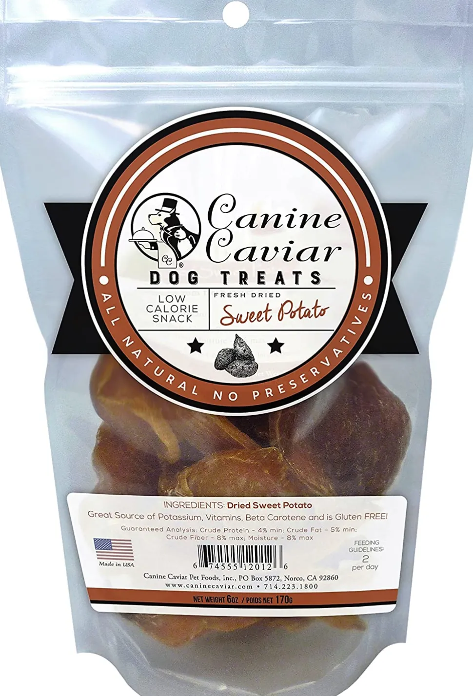 Canine Caviar Dried Sweet Potatoes Dehydrated Dog Treats - 6 oz