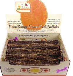 Canine Caviar Free-Range Fed Buffalo Jerky Flat Natural Dog Jerky Treats - 12 Inch - 30 Count