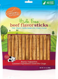 Canine Naturals Hide-Free Beef Rolls Natural Dog Chews- 5 Inch - 14.1 oz - 40 Count