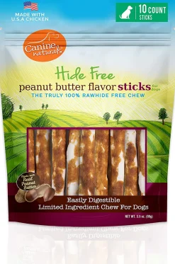 Canine Naturals Hide-Free Peanut Butter Chewy Dog Treats - 5 Inch - 3.5 oz - 10 Count