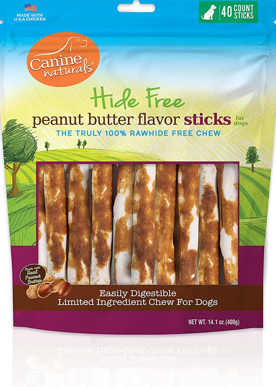 Canine Naturals Hide-Free Peanut Butter Chewy Dog Treats - 5 Inch - 14.1 oz - 40 Count