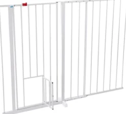 Carlson Pet Extra-Tall Walk-Though Metal Pet Gate with 10X7" Door - White - L: 37-60" X W: 2" X H: 38"
