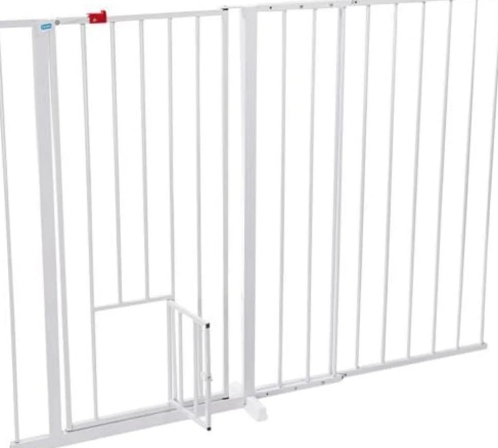 Carlson Pet Extra-Tall Walk-Though Metal Pet Gate with 10X7" Door - White - L: 37-60" X W: 2" X H: 38"
