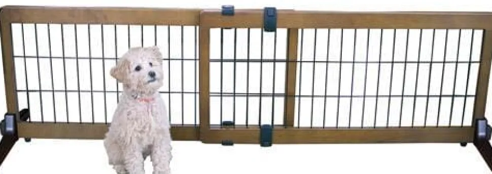 Carlson Pet Freestanding Pet Gate - Brown - Large - L: 70" X W: 2" X H: 28"