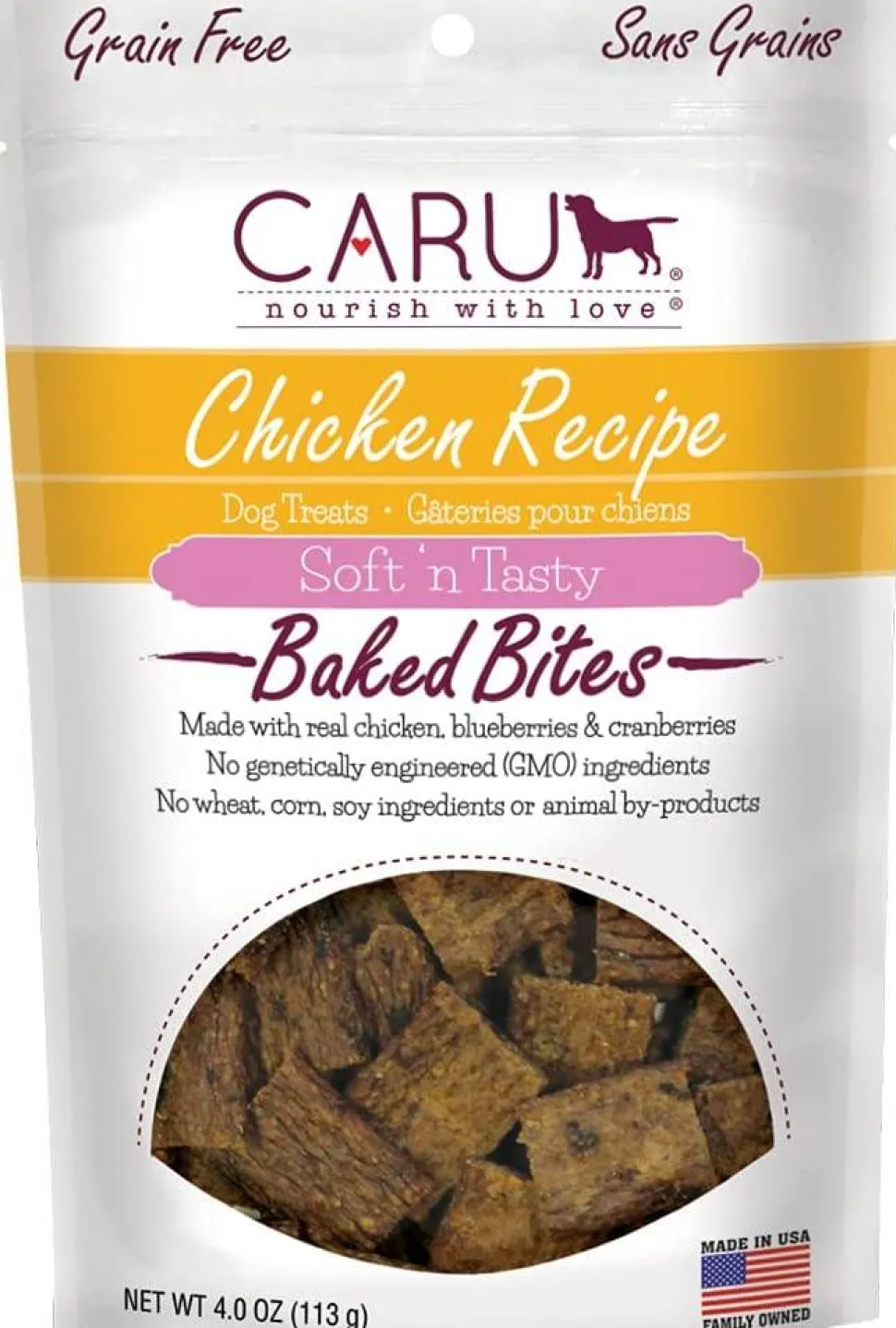 Caru Natural Chicken Recipe Bites Soft and Chewy Dog Treats - 4 oz