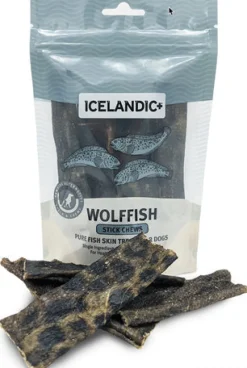 celandic+ Wolffish Skin Stick Chews Natural Dehydrated Cat and Dog Treats - 4 oz