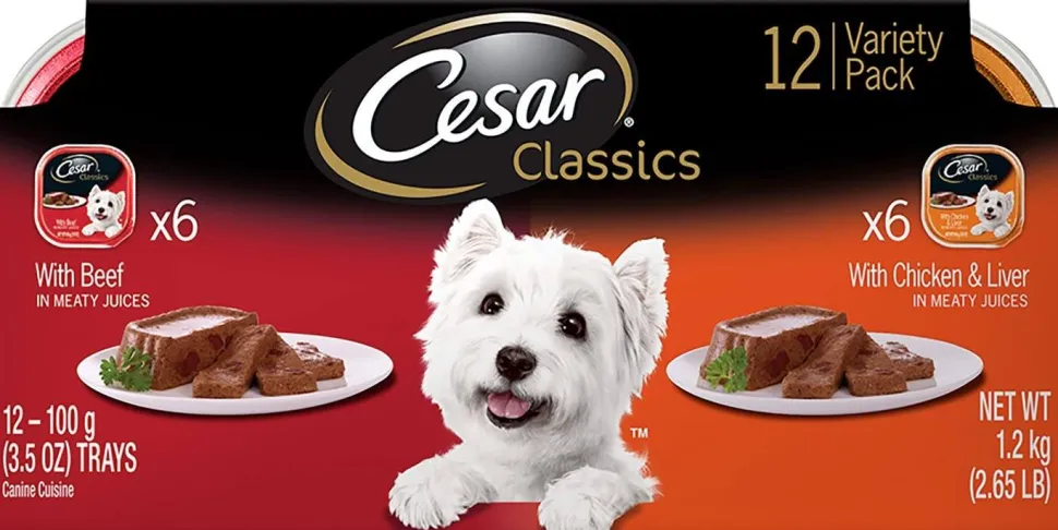 Cesar Canine Cuisine Classic Beef, Chicken & Liver Multi-Pack Wet Dog Food - 3.5 oz - Case of 24