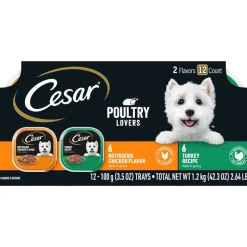 Cesar Canine Cuisine Filets and Poultry Lovers Multi-Pack Wet Dog Food - 3.5 oz - Case of 24
