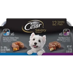 Cesar Canine Cuisine Savory Chicken & Steak Multi-Pack Wet Dog Food - 3.5 oz - Case of 24