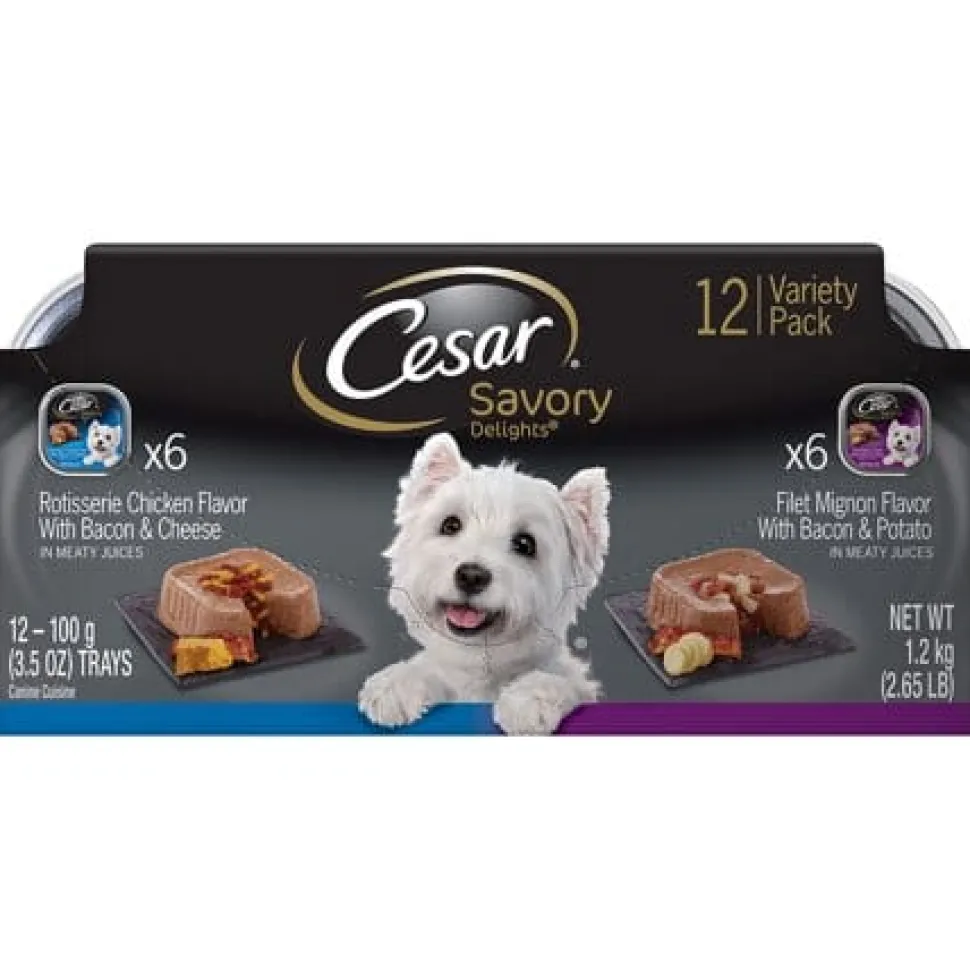 Cesar Canine Cuisine Savory Chicken & Steak Multi-Pack Wet Dog Food - 3.5 oz - Case of 24