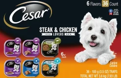 Cesar Canine Cuisine Steak and Chicken Multi-Pack Wet Dog Food - 3.5 oz - Case of 36