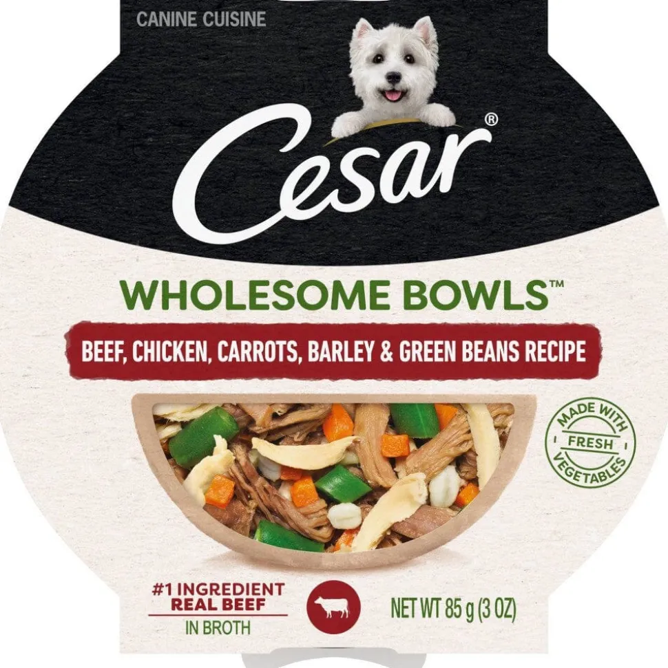 Cesar Wholesome Bowls Beef Chicken, Green Bean, Carrot, Barley Wet Dog Food - 3 oz - Case of 10