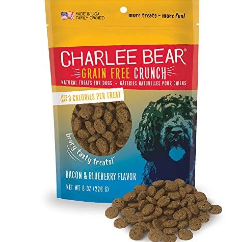 Charlee Bear Grain-Free Crunch Soft and Chewy Dog Treats - Bacon and Blueberry - 8 Oz