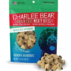 Charlee Bear Grain-Free Meaty Bites Soft and Chewy Dog Treats - Chicken and Blueberry - 2.5 Oz