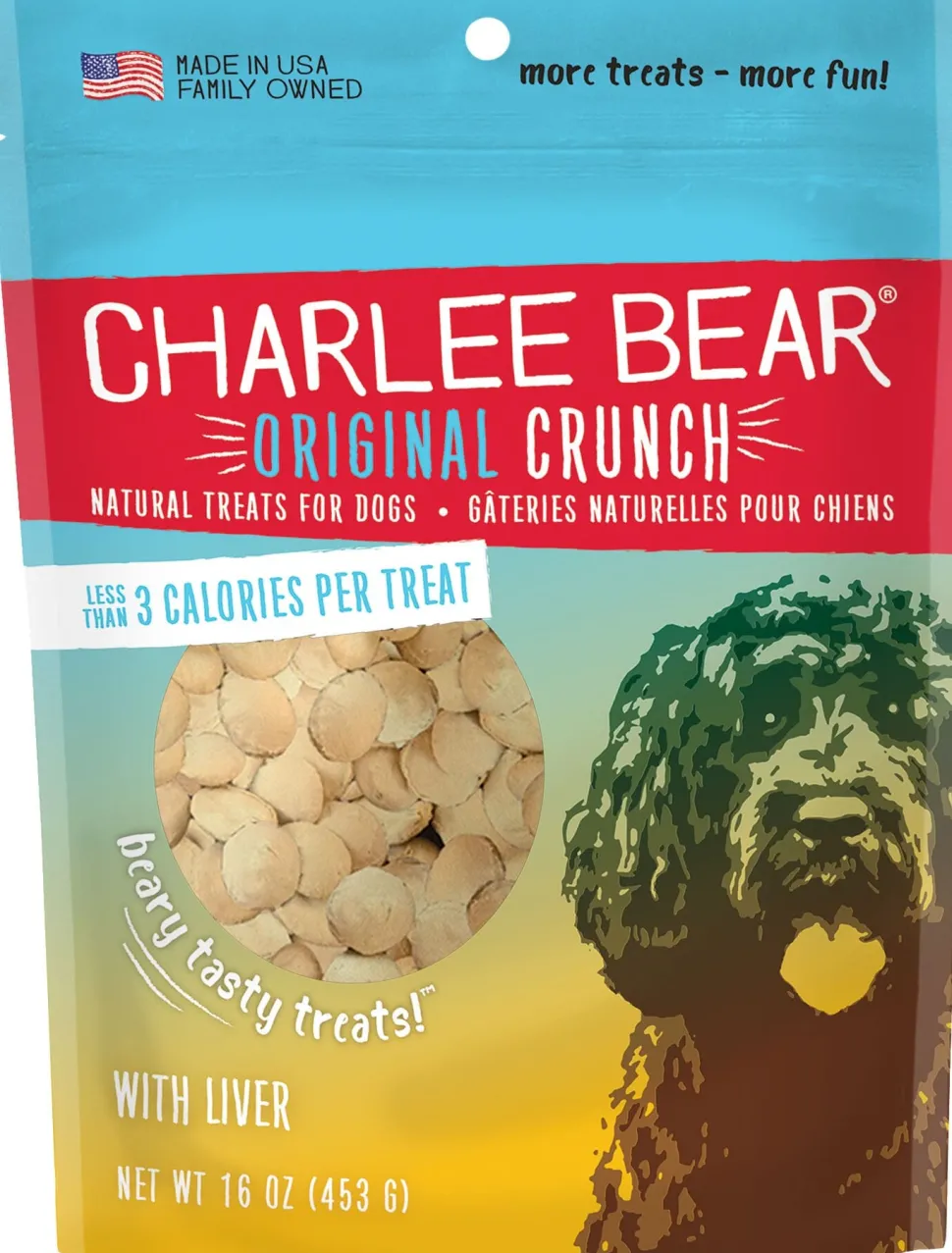 Charlee Bear Original Crunch Soft and Chewy Dog Treats - Chicken Liver - 16 Oz