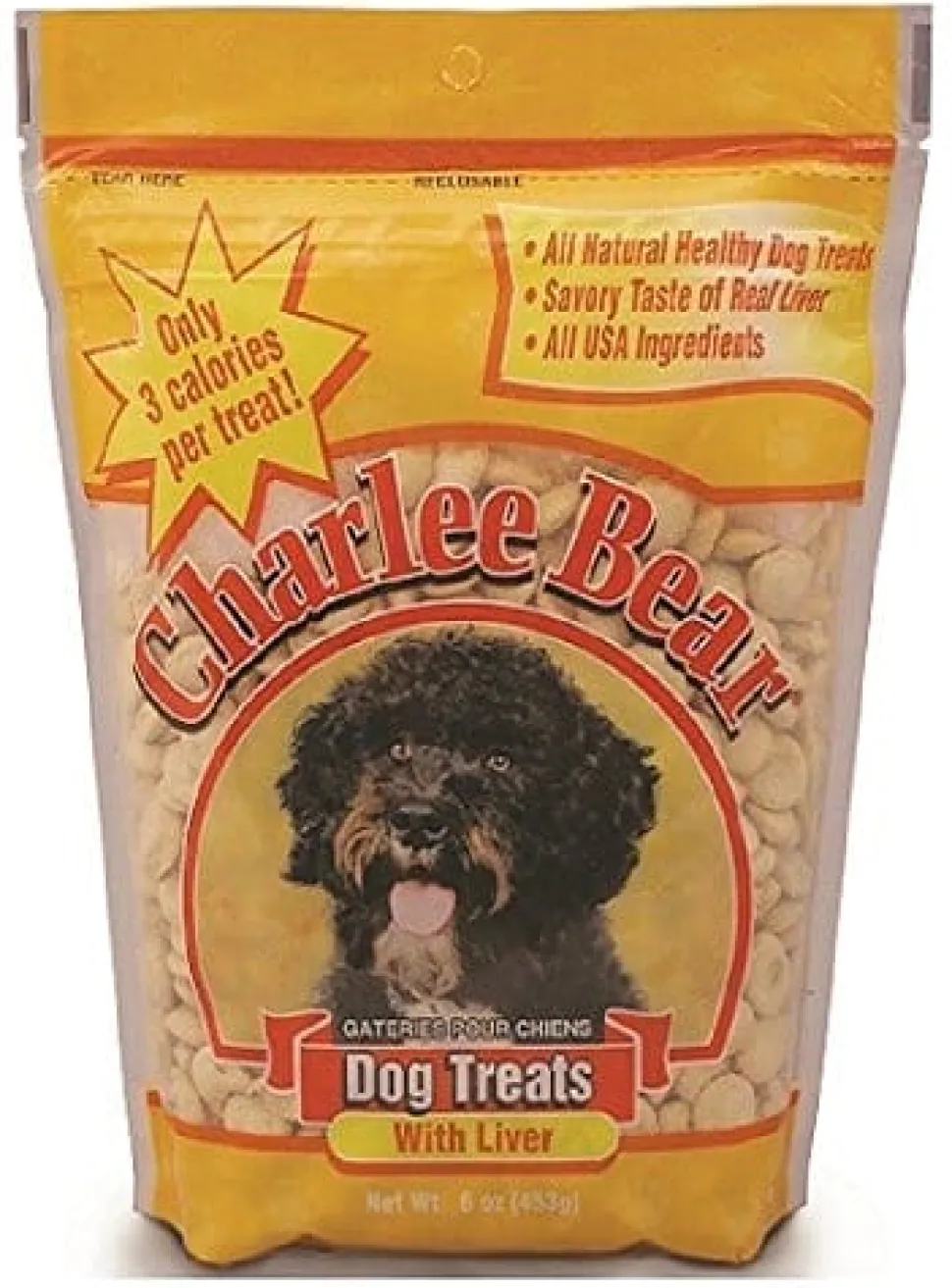 Charlee Bear Original Crunch Soft and Chewy Dog Treats - Chicken Liver - 6 Oz
