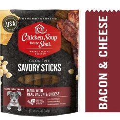 Chicken Soup for the Soul Savory Sticks Bacon and Cheese Soft and Chewy Dog Treats - 5 Oz - 8 Pack