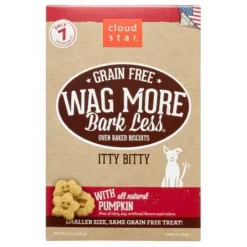 Cloud Star Grain-Free Wag More Bark Less Itty Bitty Pumpkin Oven Baked Dog Biscuit Treats - 7 oz Bag