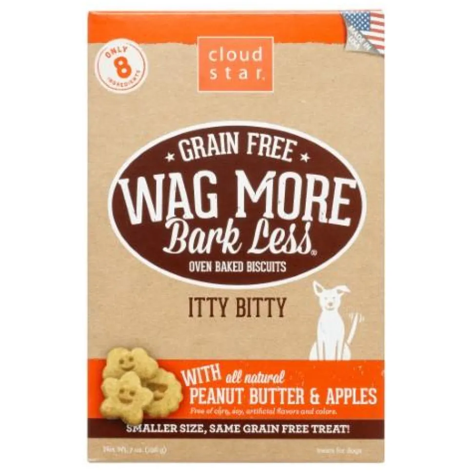 Cloud Star Grain-Free Wag More Bark Less Itty Bitty Peanut Butter & Apples Oven Baked Dog Biscuit Treats - 7 oz Bag