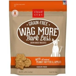 Cloud Star Grain-Free Wag More Bark Less Value Size Peanut Butter & Apple Oven Baked Biscuit Dog Treats - 2.5 lb Bag