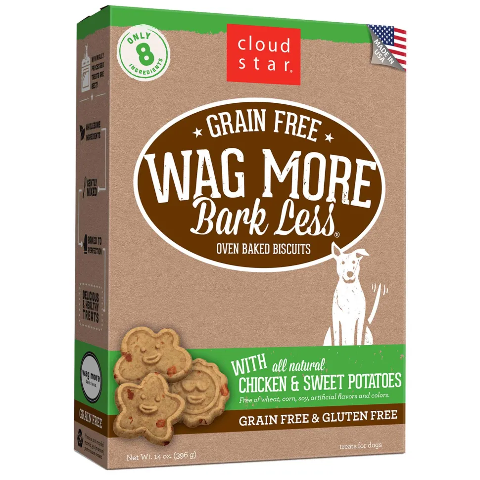 Cloud Star Grain-Free Wag More Bark Less Chicken & Sweet Potato Oven Baked Dog Biscuit Treats - 14 oz Box