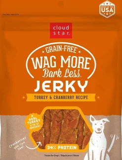 Cloud Star Wag More Bark Less Turkey & Cranberry Dog Jerky Treats - 10 oz Bag