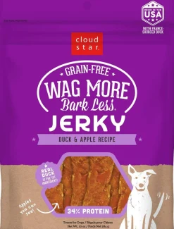 Cloud Star Wag More Bark Less Duck & Apple Dog Jerky Treats - 10 oz Bag
