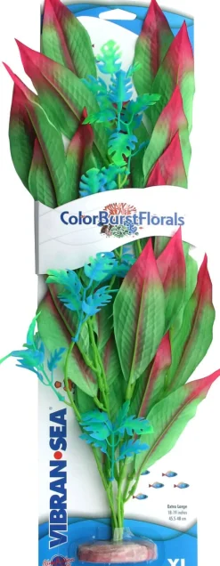 Colorburst Florals Amazon Sword Silk Style Plastic Aquarium Plant - Green - Extra Large