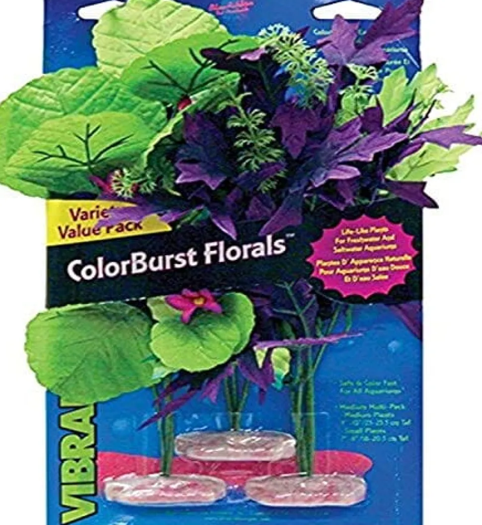 Colorburst Florals Amazon Flowering Cluster Plastic Aquarium Plant - Multi - Medium