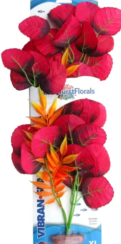 Colorburst Florals Broad Lily Leaf Silk Plastic Aquarium Plant - Red - Extra Large