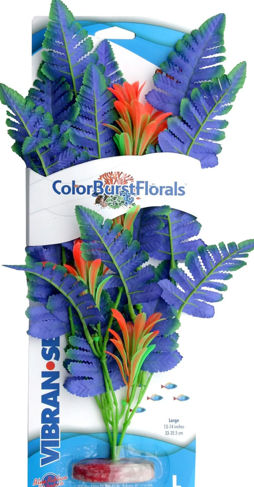Colorburst Florals Butterfly Sword Silk Plastic Aquarium Plant - Blue - Large