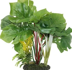 Colorburst Florals Split Green Leaf Philodendron Plastic Aquarium Plant - Green - Medium