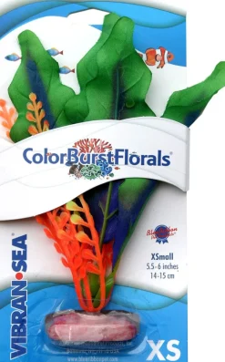 Colorburst Florals Waffle Leaf Silk Style Plastic Aquarium Plant - Green - Extra Small