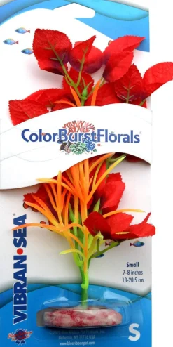 Colorburst Florals Willow Leaf Silk Style Plastic Aquarium Plant - Red - Small