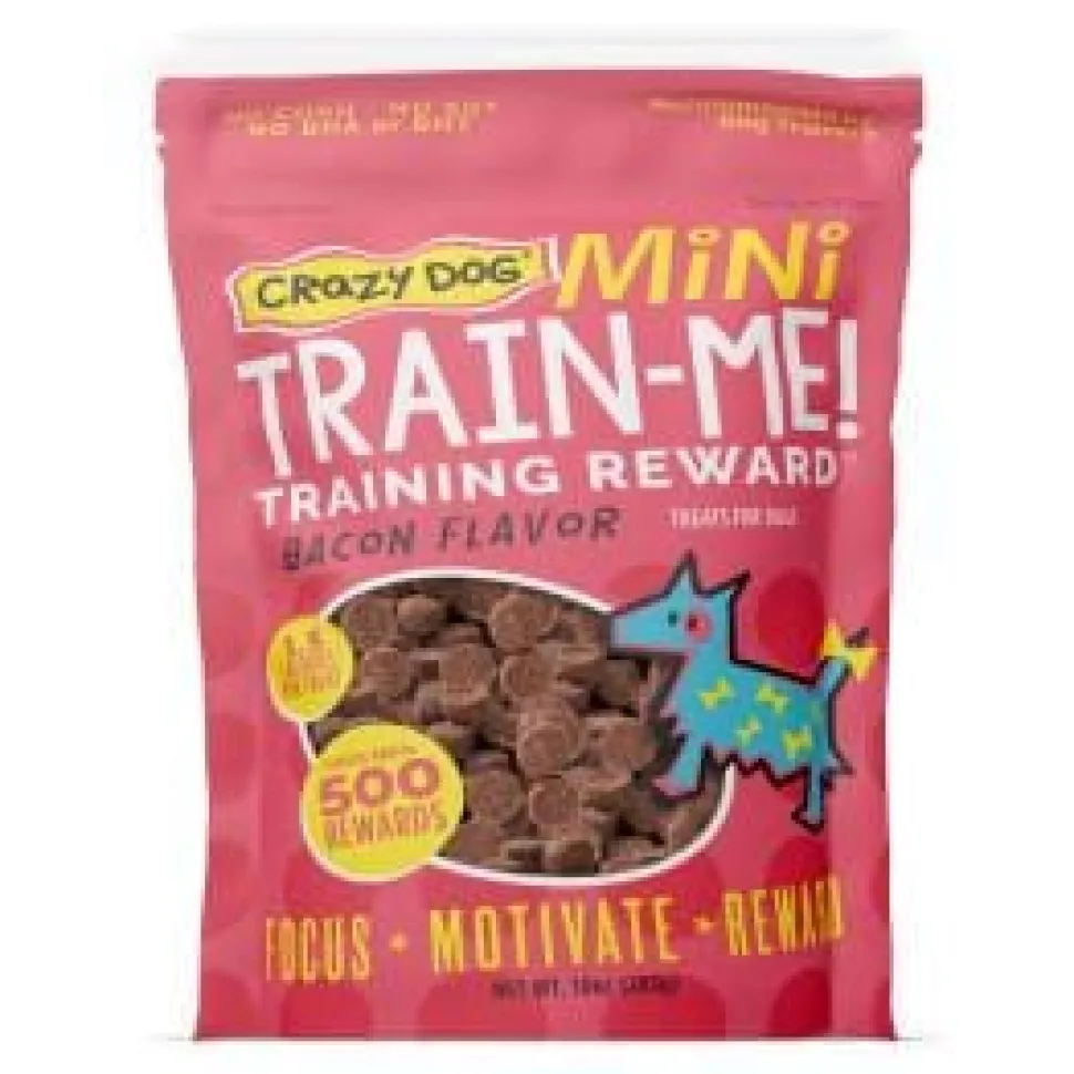 Crazy Dog Train Me Bacon Crunchy Dog Treats - Mini - 10 Oz